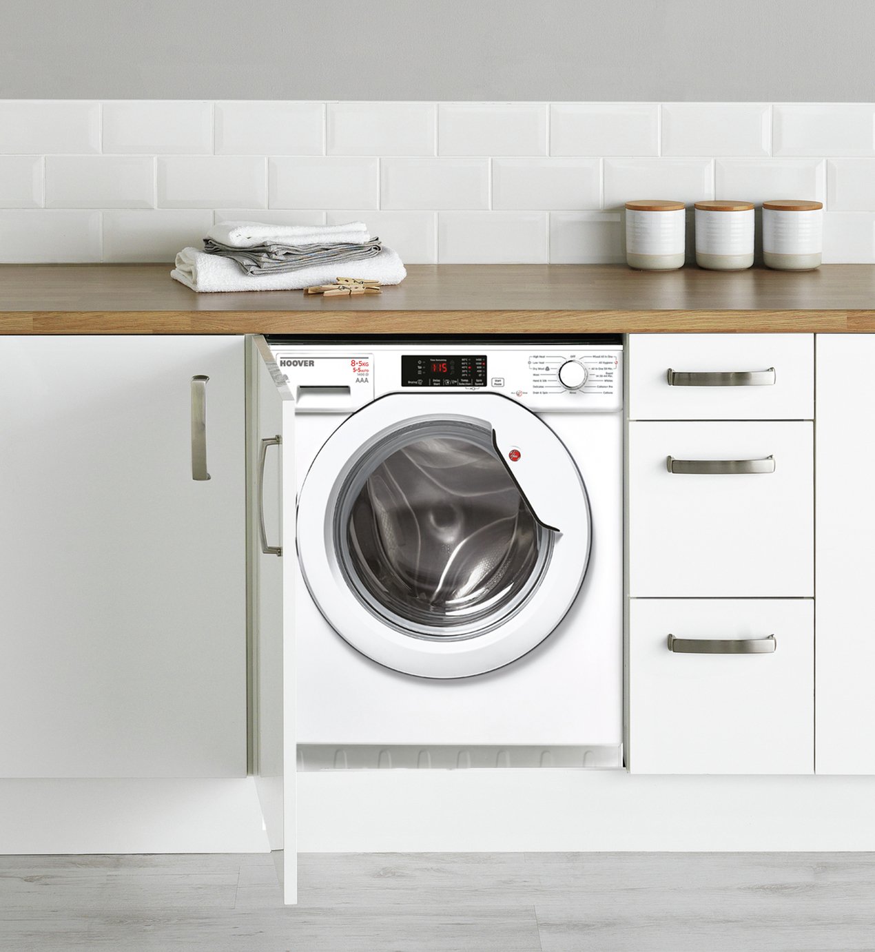 Hoover HBWD8514D 8/5KG Integrated Washer Dryer - White