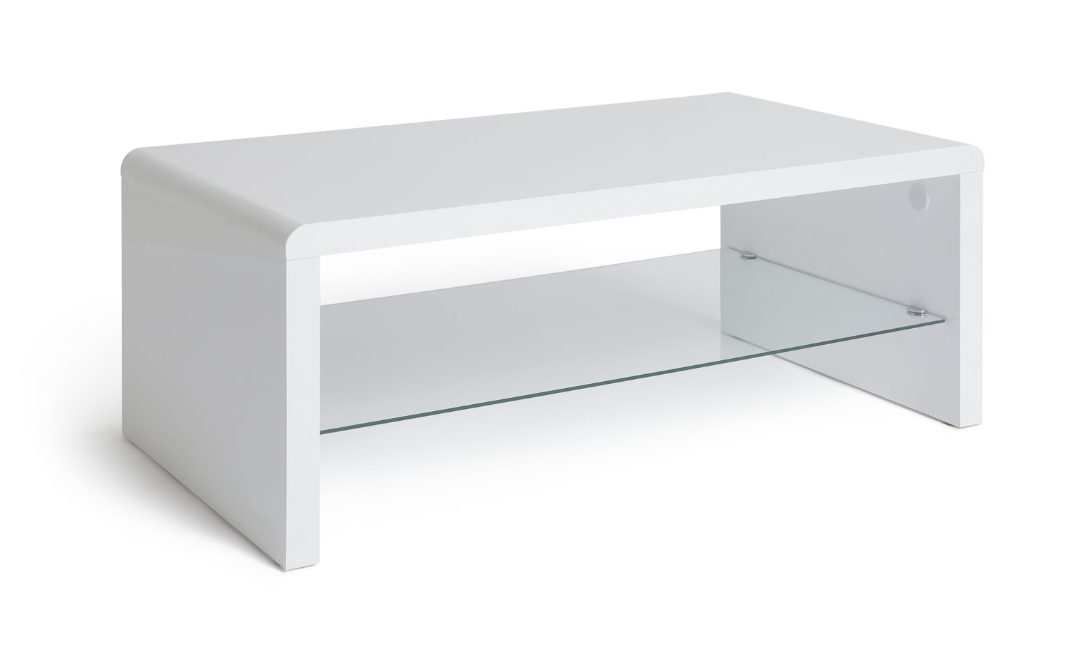 Habitat Sleigh 1 Shelf Coffee Table - White Gloss