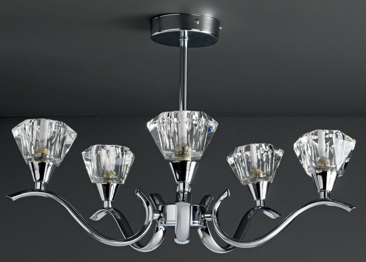 Argos Home Hadley 5 Light Glass Ceiling Shade - Chrome