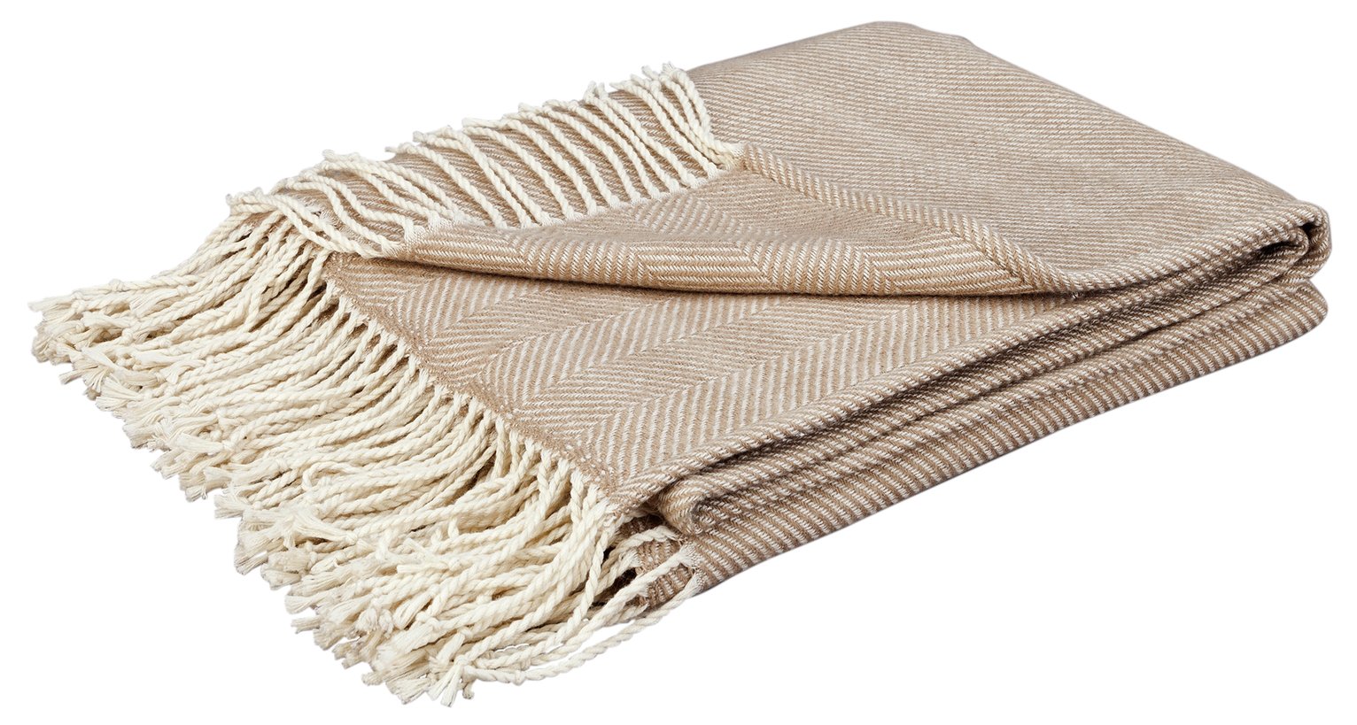 Argos Home Herringbone Throw - Oatmeal