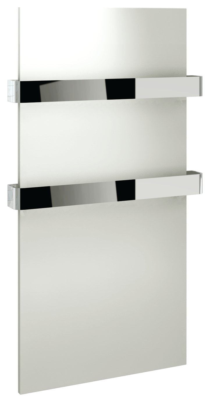 Lavari Designer 2 Tier Chrome Heated Towel Rail - White