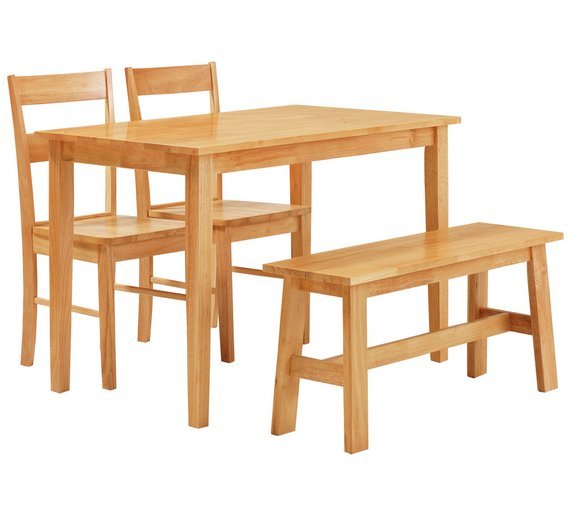 Argos Home Chicago Dining Table, Bench & 2 Chairs - Natural