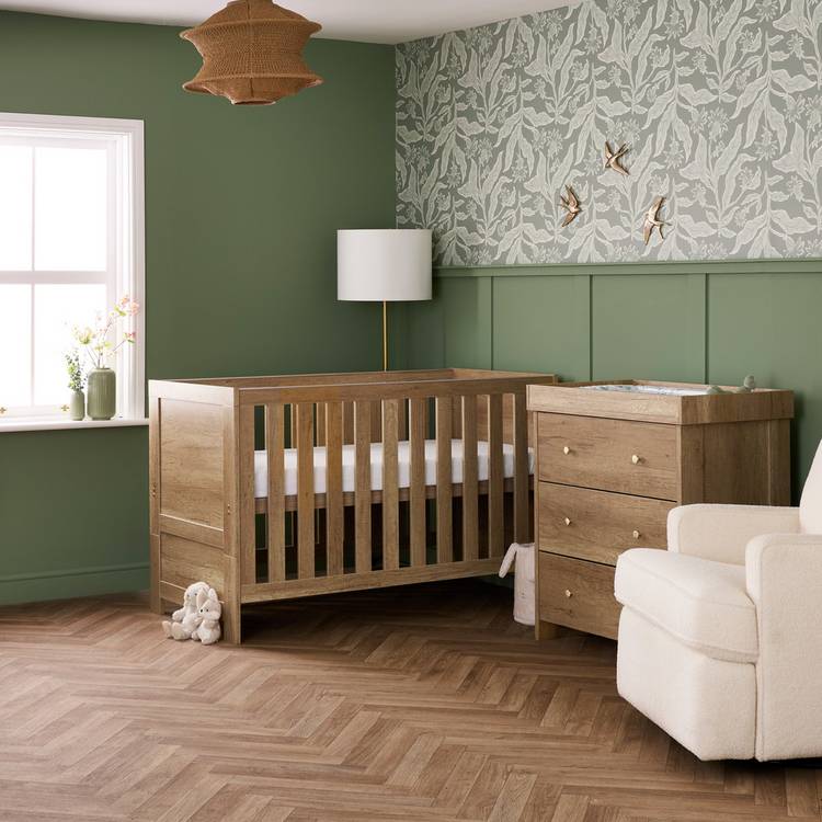 OBaby Nika 2 Piece Nursery Set - Oak 0