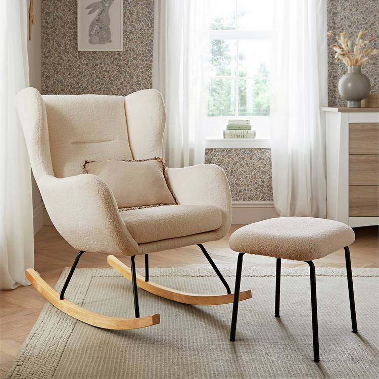 Cuddleco Marey Nursery Rocking Chair and Stool - Beige 0