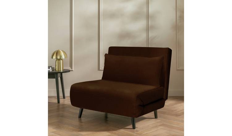 Habitat Roma Single Velvet Chairbed - Chocolate
