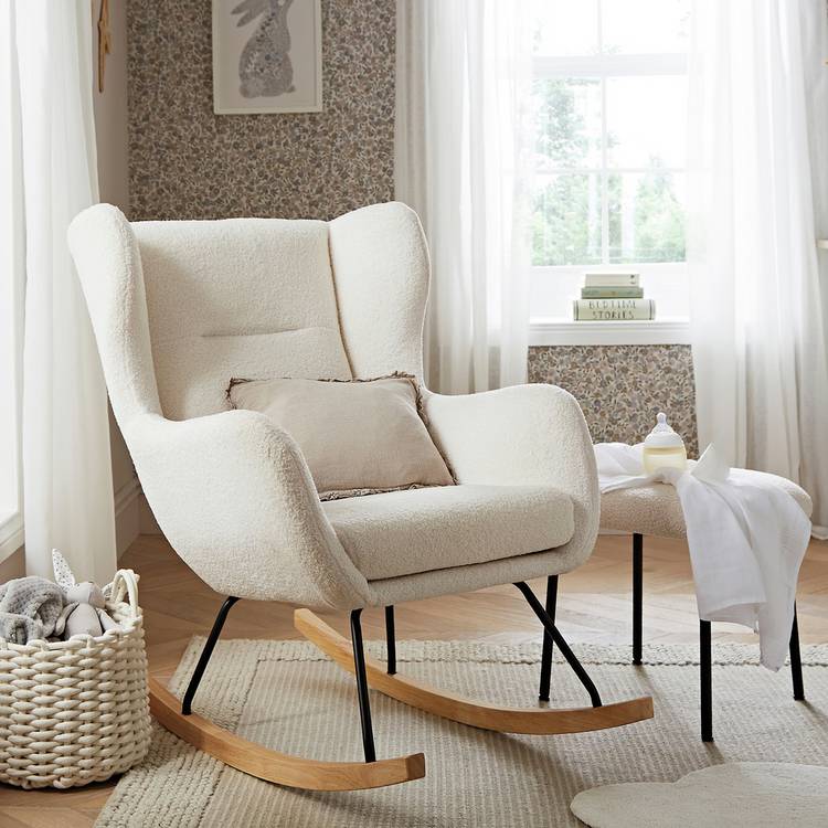 Cuddleco Marley Nursery Rocking Chair and Stool - White 0
