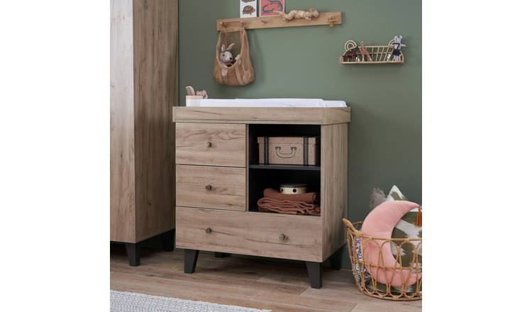 Tutti Bambini Como 3 Drawer Chest Changing Unit - Oak & Grey