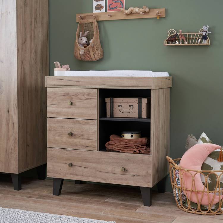 Tutti Bambini Como 3 Drawer Chest Changing Unit - Oak & Grey 0