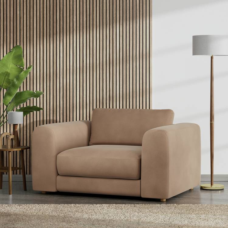 Habitat Ayr Velvet Cuddle Chair - Latte 0