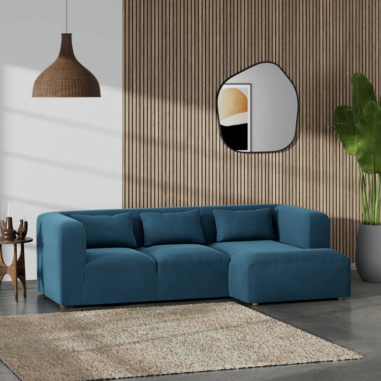 Habitat Lars Right Hand Corner Sofa - Ink Blue - Ash Leg 0