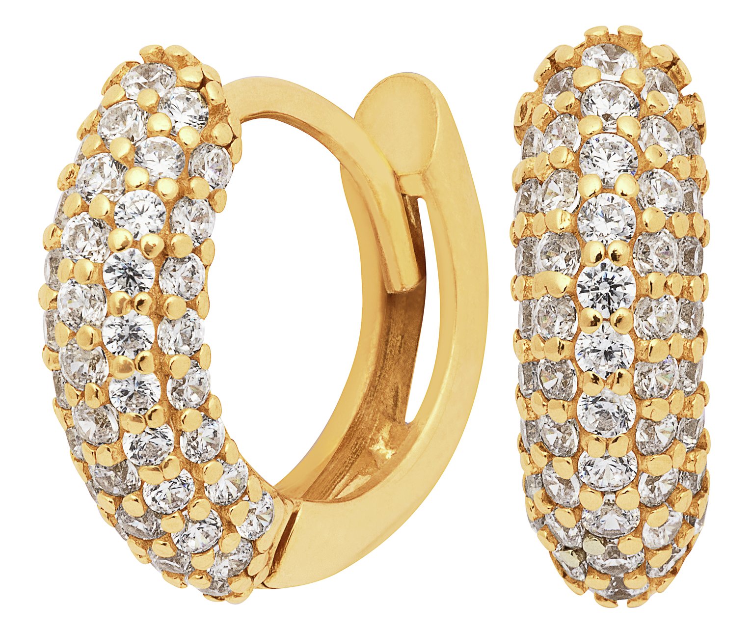 Revere 9ct Gold Plated Silver Pave Set Huggie Earrings Review