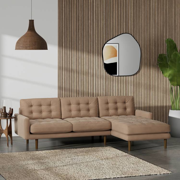 Habitat Fenner Right Hand Corner Sofa - Latte - Dark Leg 0
