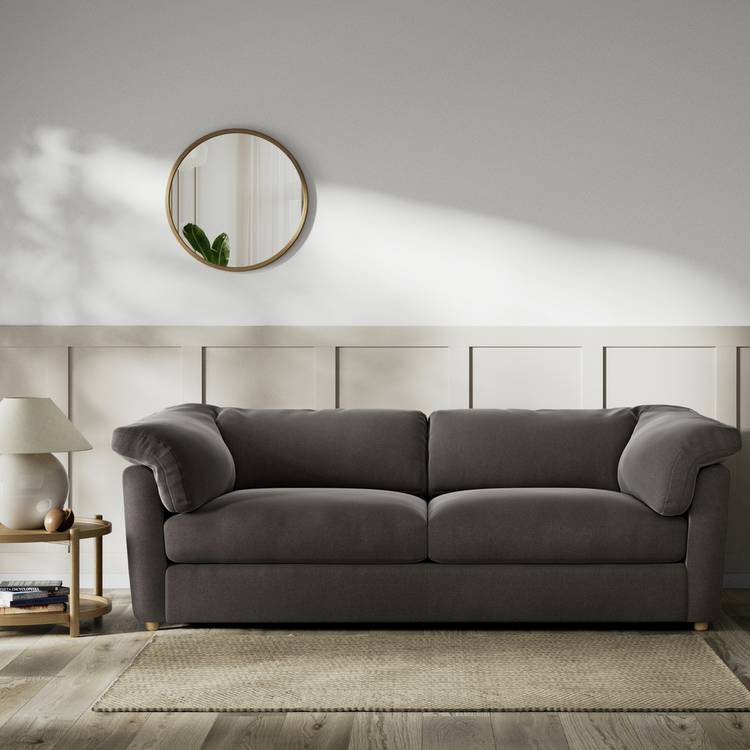 Habitat Wynn Velvet 4 Seater Sofa - Slate Grey - Ash Leg 0