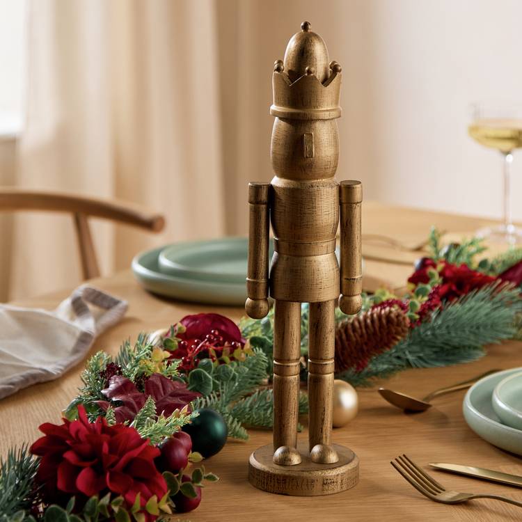 Habitat Gold Coloured Wooden Nutcracker Christmas Decoration 0