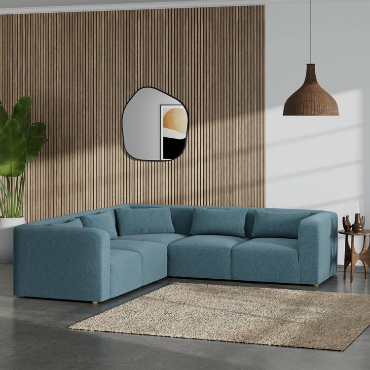 Habitat Lars Reversible Corner Sofa - Blue - Ash Leg 0