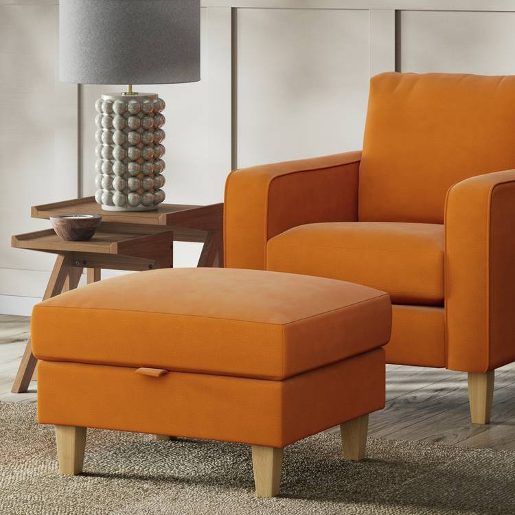 Habitat Felin Fabric Storage Footstool - Orange 0