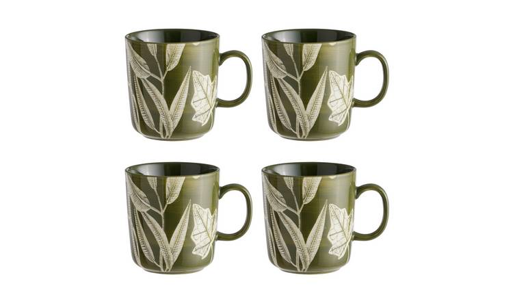 Habitat Floral Set of 4 Mugs - Green