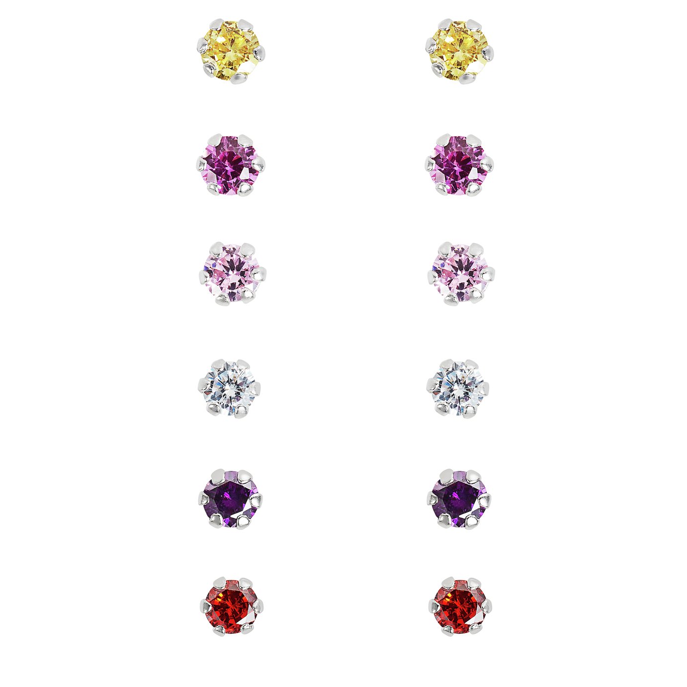 Revere Sterling Silver Cubic Zirconia Stud Earrings Set of 6 Review