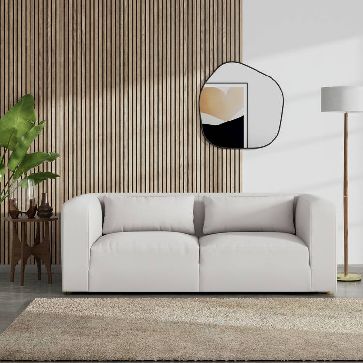 Habitat Lars Fabric 3 Seater Sofa - Natural - Ash Leg 0