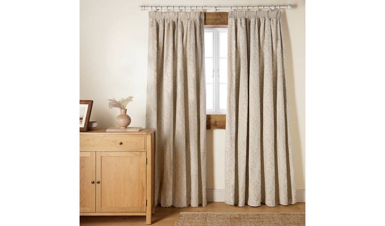 Argos Home Jacquard Pencil Pleat Curtain - Cream -183x168cm