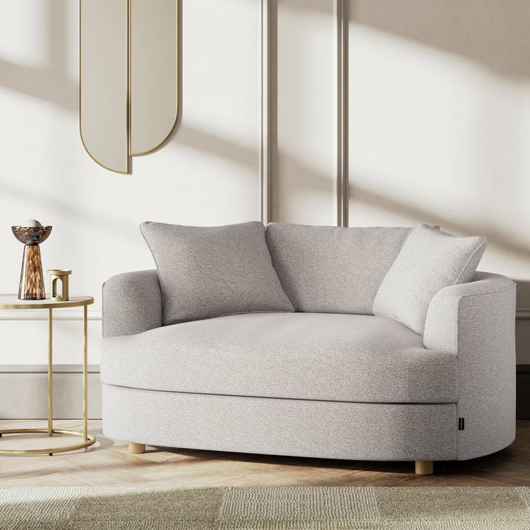 Habitat Sacha Fabric Cuddle Chair - Natural - Ash Leg 0