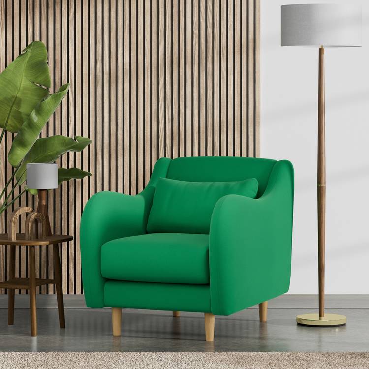 Habitat Turnmill Fabric Armchair - Emerald Green - Ash Leg 0
