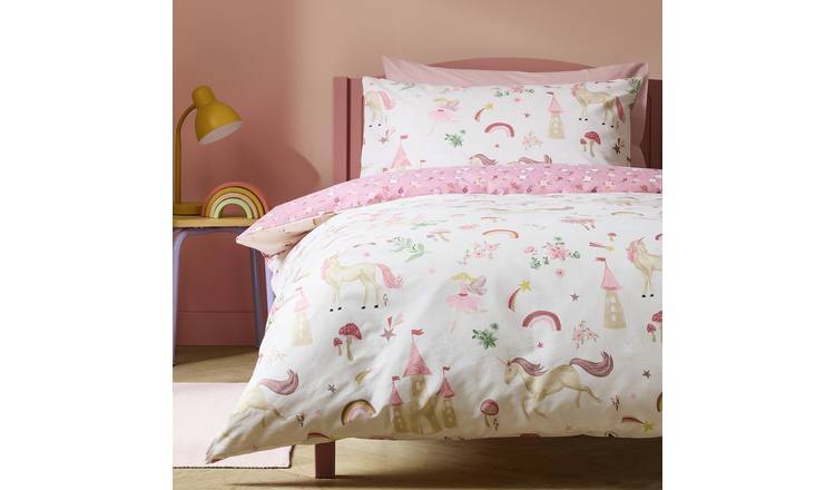 Argos Home Unicorn Storybook White Kids Bedding Set - Single
