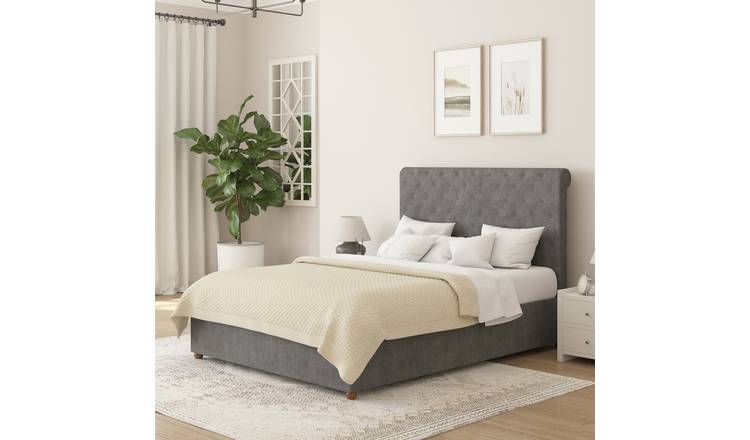 Aspire Taylor Single Velvet End Lift Ottoman Bed - Steel