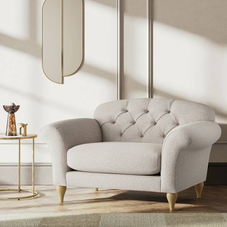 Habitat Brooker Fabric Cuddle Chair - Natural - Ash Leg 0