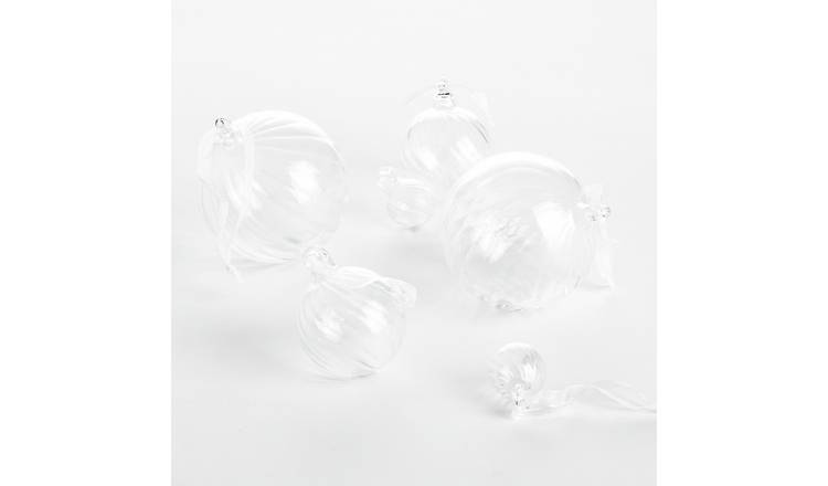 Argos Home Pack of 6 Mixed Size Clear Glass Bauble