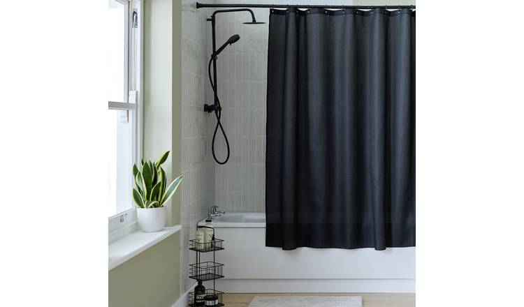 Argos Home Waffle Shower Curtain - Black