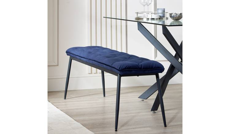 Argos Home Maren Velvet Dining Bench - Navy Blue