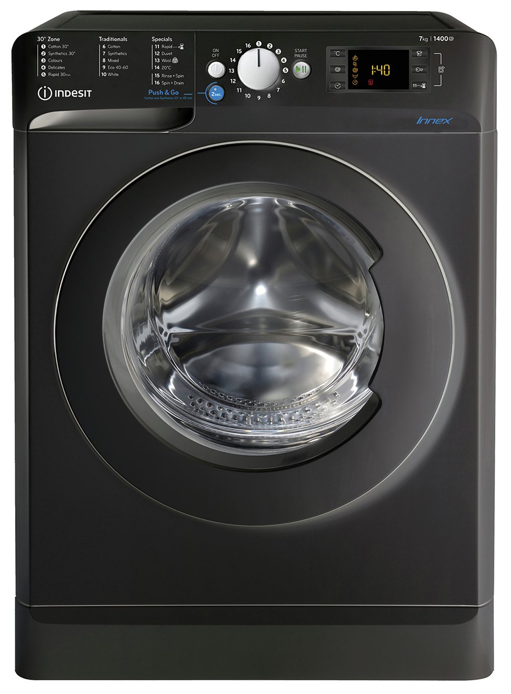 Indesit BWE71452K 7KG 1400 Spin Washing Machine - Black