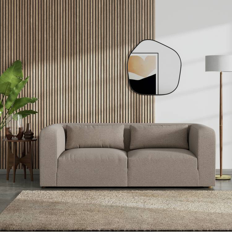 Habitat Lars Fabric 3 Seater Sofa - Mocha - Ash Leg 0