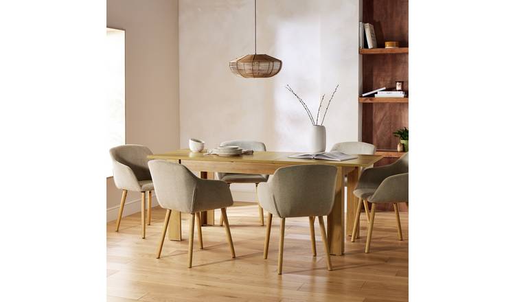Argos Home Miami Oak Extend Dining Table & 6 Natural Chairs