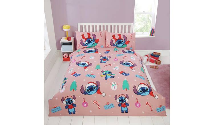 Disney Stitch Christmas Pink Kids Bedding Set - Double