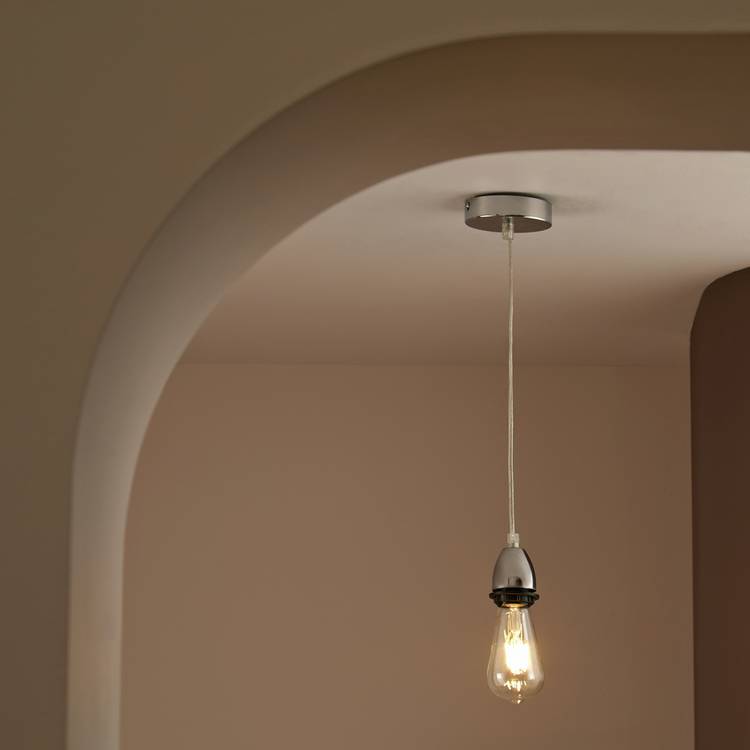 Habitat Metal Pendant Light - Polished Chrome 0