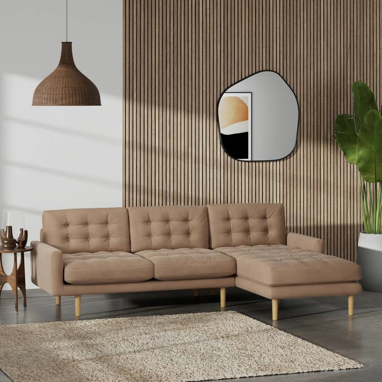 Habitat Fenner Right Hand Corner Sofa - Latte - Ash Leg 0