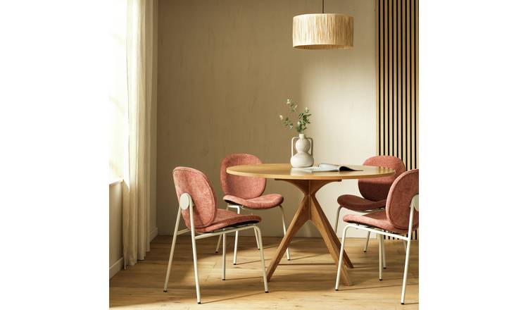 Habitat Austin Oak Dining Table & 4 Pink Chairs