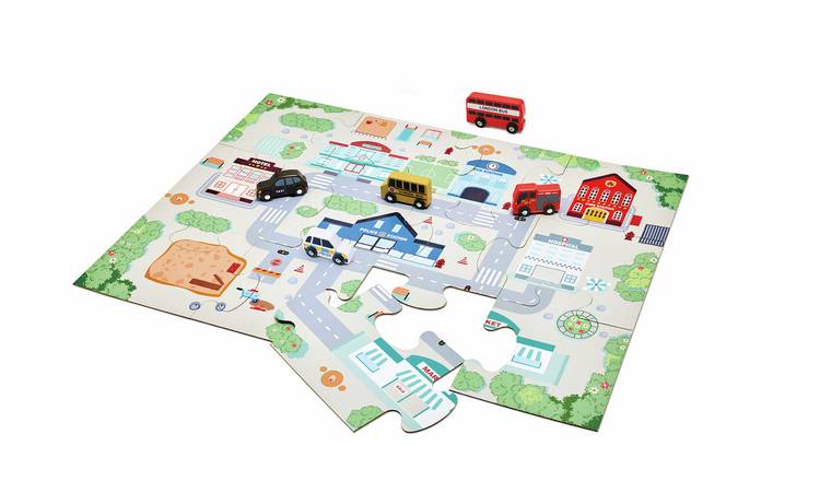 Chad Valley Jigsaw Track And Vehicle City Themed Puzzle Set 