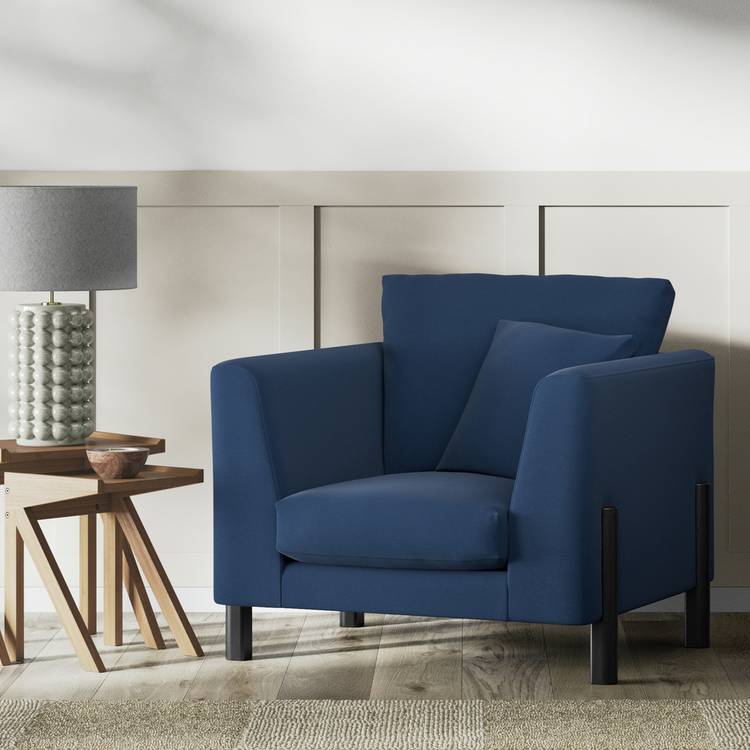 Habitat Aston Fabric Armchair - Navy Blue - Black Leg 0