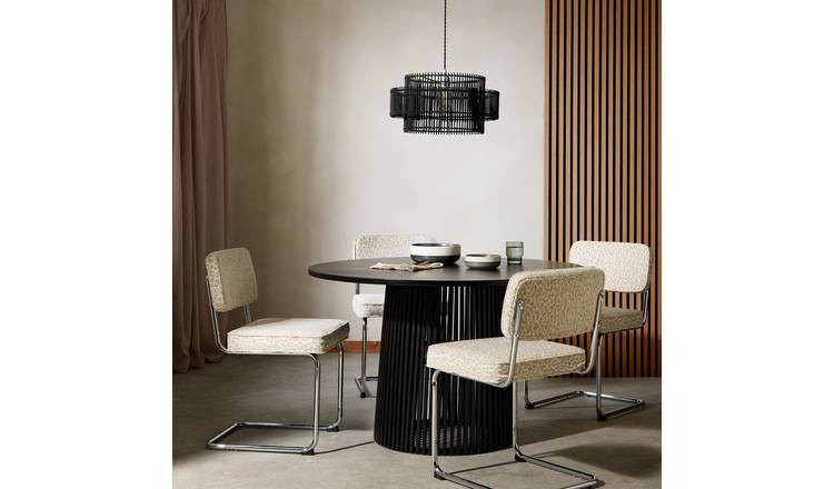 Habitat Jericho Black Dining Table And 4 Natural Chairs
