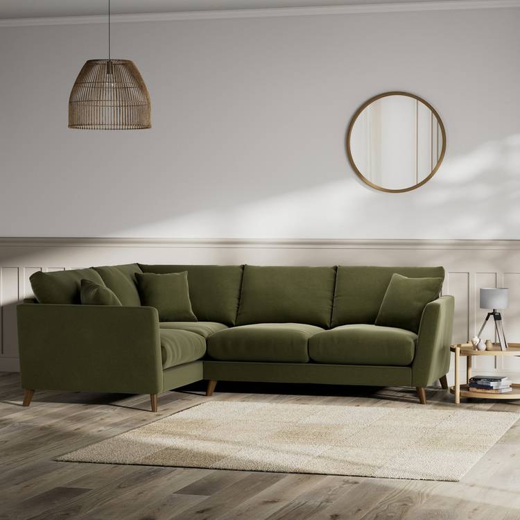 Habitat Lomond Left Hand Corner Sofa - Moss Green - Dark Leg 0