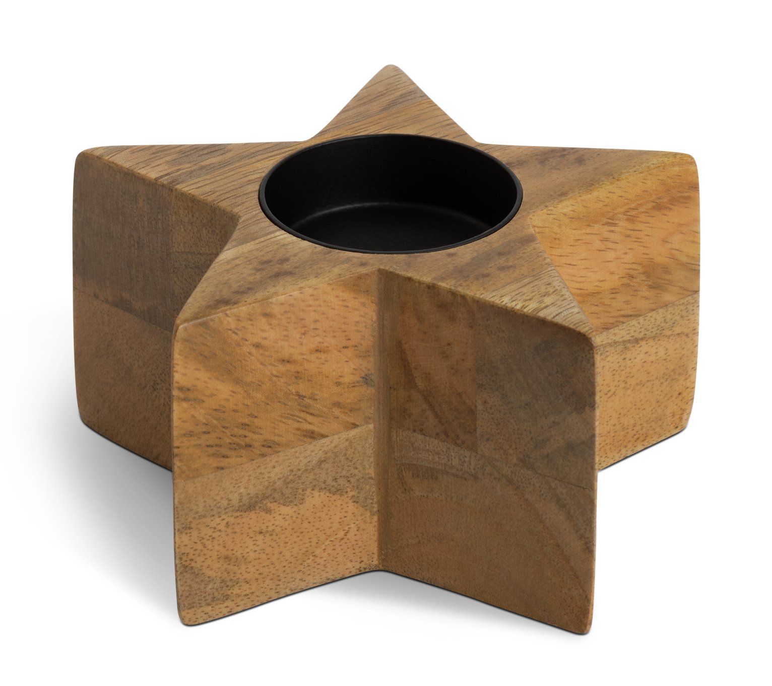 Habitat Mango Wood Star Tealight & Taper Candle Holder