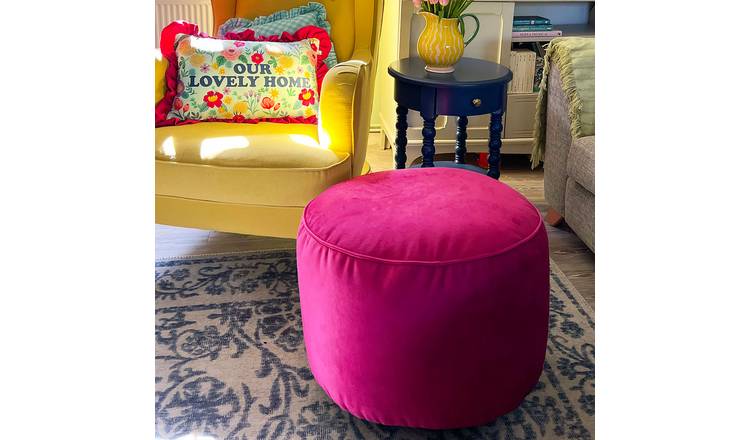 rucomfy Velvet Pouffe - Pink