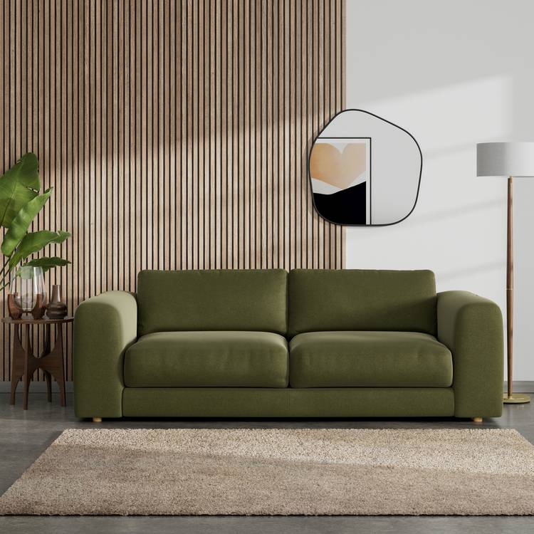 Habitat Ayr Velvet  4 Seater Sofa - Green 0