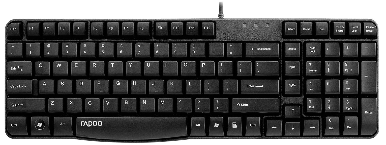 Rapoo N2400 Spill Resistant Wired Keyboard - Black