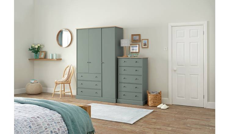 Argos Home Kensington 3 Door 3 Drawer Wardrobe - Sage Green