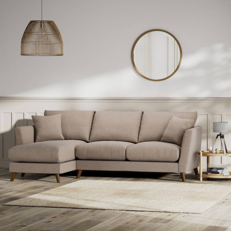 Habitat Lomond Left Hand Corner Sofa - Mocha - Dark Leg 0