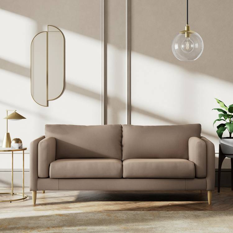 Habitat Newington Fabric 3 Seater Sofa - Biscuit - Ash Leg 0